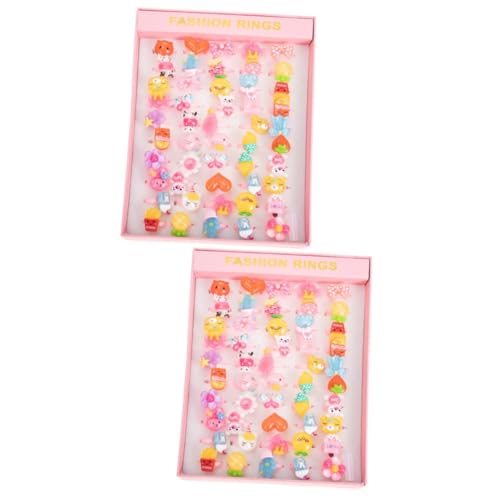 BESPORTBLE 2 Sätze Cartoon Ringe Resin Süße Ringe Für Kreative Schmuckstücke Für Kindergeburtstagsfeiern Partys Bequeme Ring 50 Stück * 2 von BESPORTBLE