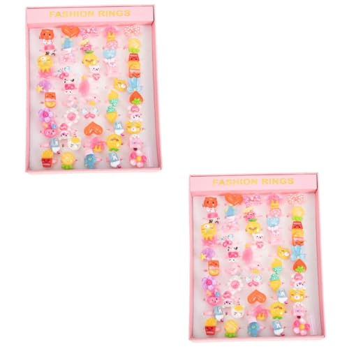 BESPORTBLE 2 Sätze Cartoon Ringe Verstellbare Kinderringe Resin Lustige Ring Spielzeuge Für Geburtstagsfeiern Partys Mitgebsel 50 Stück * 2 von BESPORTBLE