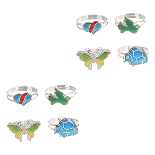 BESPORTBLE 2 Sätze Einstellbarer Thermochrom Ring Für Farbwechsel Ringe Mit Cartoon Motiven Für Stimmungswechsel Für Partys Besondere Anlässe 4 Stück * 2 von BESPORTBLE