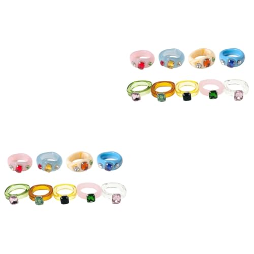BESPORTBLE 2 Sätze Einzigartige Acrylringe Mit Farbstein Schmuckringe Für Damen Stilvolle Fingeraccessoires Für Partys Alltagsmode 9 Stück * 2 von BESPORTBLE