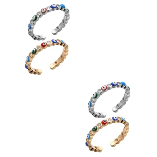 BESPORTBLE 2 Sätze Evil Eye Ring Für Frauen Verstellbarer Offener Ring Mit Platinbeschichtung Modischer Schmuck Für Teenager Frauen 2 Stück * 2 von BESPORTBLE