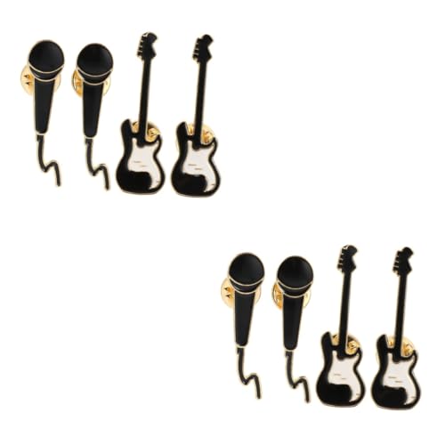 BESPORTBLE 2 Sätze Gitarre Mikrofon Brosche Teiliges Anstecker Für Gitarrenliebhaber Kreatives Design Für Bekleidung Taschen Hüte Einzigartige Broschen Für Parties 4 Stück * 2 von BESPORTBLE