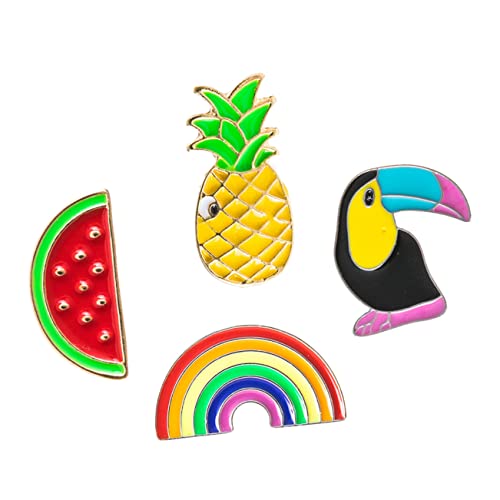 BESPORTBLE 2 Sätze Hawaiian Party Cartoon Broschen Teiliges Alloy Brooches Pineapple Toucan Watermelon Rainbow Kreative Deko Für Geburtstagsfeiern Und Partys 4 Stück * 2 von BESPORTBLE