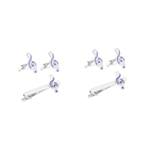 BESPORTBLE 2 Sätze Herren Krawattenklammer Manschettenknöpfe mit Musiknoten Design Elegantes Accessoire für Business Freizeit Einfach für Anlässe Wie Hochzeiten Partys von BESPORTBLE