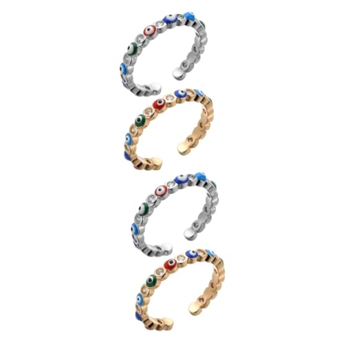 BESPORTBLE 2 Sätze Offener Ring Für Damen Verstellbar Mit Bösem Blick Design Hochwertige Kupferlegierung Für Parties Alltagsoutfits Schmuckstücke 2 Stück * 2 von BESPORTBLE