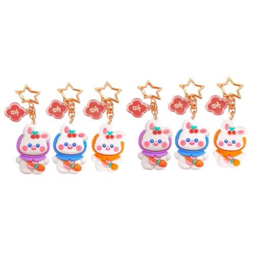 BESPORTBLE 2 Sätze Süßer Kaninchen Schlüsselanhänger Silikon Kreativer Cartoon Bunny Anhänger Für Handtaschen Oder Dekoration Für Freunde 3 Stücke * 2 von BESPORTBLE