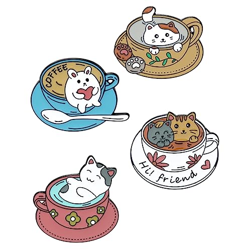 BESPORTBLE 2 Sätze Teiliges Cartoon Katzenbrosche Dekorative Anstecknadeln Für Frauen Vielseitig Einsetzbar Für Kleidungsstücke Taschen Schals Leicht Tragbar Modisches Design 4 Stück * 2 von BESPORTBLE