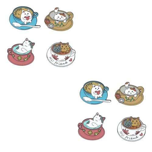 BESPORTBLE 2 Sätze Teiliges Cartoon Katzenbrosche Für Damen Dekorative Abzeichen Brosche Für Alltagskleidung Diy Projekte Ansprechende Designs Für Besondere Anlässe 4 Stück * 2 von BESPORTBLE