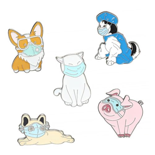 BESPORTBLE 2 Sätze Tierbroschen Niedliche Masken Broschen Für Kleidung Accessoires Partys Leichte Anstecknadeln Für Schals Pullover Jacken Vielfältige Designs 5 Stücke * 2 von BESPORTBLE