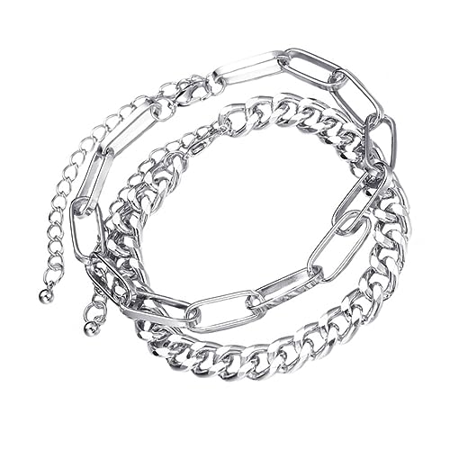 BESPORTBLE 2 Satz Silberfarbene Fußkettchen aus Robustem Zinklegierungs Kettenmaterial Langlebige Fußkette mit Kreativem Design Hautfreundlich und Vielseitig Kombinierbar für Damen von BESPORTBLE