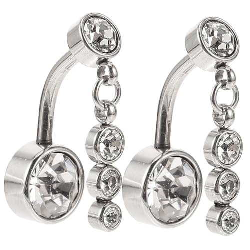 BESPORTBLE 2 Stck Bauchnabelpiercing Nabelring mit Weißen Strasssteinen Damen Körperschmuck Modisch Hautfreundlich Elegant für Party Strand von BESPORTBLE