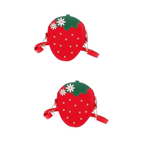 BESPORTBLE 2 Stck Erdbeer Umhängetasche Kleine Mädchen Schultertasche Verstellbar Mode Geldbörse Niedliche Fruchtförmige Brieftasche Klein Mädchen von BESPORTBLE