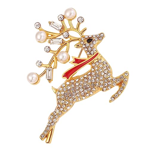 BESPORTBLE 2 Stck Weihnachtliche Brosche mit Funkelndem Strass Anstecknadel Legierung Kreativer Design Schmuck für Kleidung Taschen Jacken Festliche Accessoires Goldfarben von BESPORTBLE