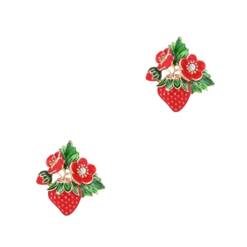 BESPORTBLE 2 Stck. Erdbeer Brosche für Damen Süße Anstecknadel im Fruchtdesign Legierung Dekorieren von Kleidung Taschen Schals Perfektes für Freunde Familie Modisches Accessoire Roter von BESPORTBLE