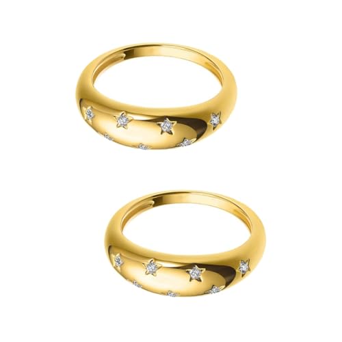 BESPORTBLE 2 Stck. Gold Überzogener Stern Zirkonia Damenring Filigraner Exquisiter Schmuck Eleganter Delikater Fingerring für Party Alltag und Besondere Anlässe von BESPORTBLE