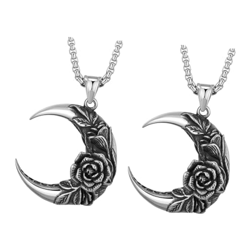 BESPORTBLE 2 Stck. Männerkette mit Einzigartigem Mond und Rosen Anhänger aus Hochwertigem Modisches Schmuck Accessoire für Alltag Party und Besondere Anlässe von BESPORTBLE