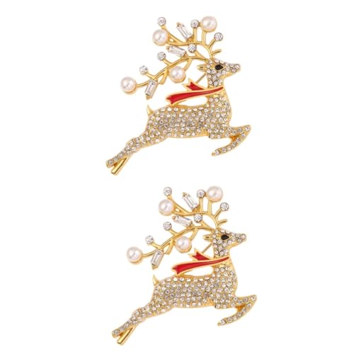 BESPORTBLE 2 Stck. Modische Weihnachtsbrosche Hirschform mit Funkelnden Strasssteinen Zierliche Anstecknadel für Kleidung Taschen Hüte als und Festliches Accessoire von BESPORTBLE