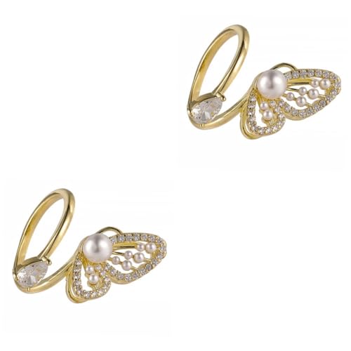 BESPORTBLE 2 Stck. Pearl Ring für Frauen Trendiger Verstellbarer Schmuck für Anlässe Kreatives Design für Persönliche Dekoration Perfektes für Besondere Anlässe von BESPORTBLE
