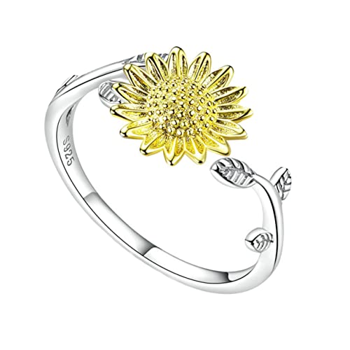 BESPORTBLE 2 Stck. Sonnenblumenring Silber Verstellbarer Offener Ring Eleganter Schmuck für Damen Hochwertige Verarbeitung Robust für Fingerformat von BESPORTBLE
