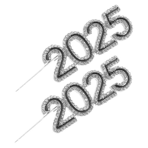 BESPORTBLE 2 Stück 2025 2025 Brosche Strassbrosche Schmuckbrosche Funkelnde Modestift Glitzernde Anstecknadel Funkelnde Dekorative Brosche Kleidung Accessoires Zinklegierung Silver von BESPORTBLE