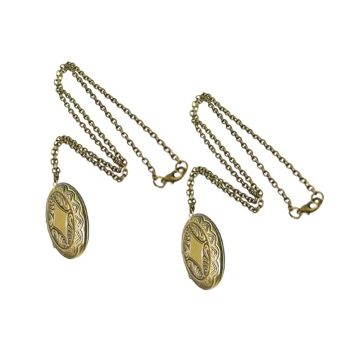 BESPORTBLE 2 Stück Antikes Bronze Oval Medaillon Halskette Damen Erinnerungsanhänger mit Fotofach Klassisches Vintage Schmuckstück für Persönliche Erinnerungen BESPORTBLE 2 Stück Antikes Bronze Oval Medaillon Halskette Damen Erinnerungsanhänger mit Fotofach Klassisches Vintage Schmuckstück für Persönliche Erinnerungen von BESPORTBLE