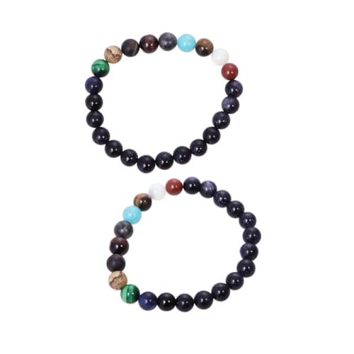 BESPORTBLE 2 Stück Armband mit Natürlichen Steinperlen Solar System Armband für Damen und Herren Neun Planeten Motiv Komfortabel und Langlebig Geschenkidee zu Geburtstag und Weihnachten von BESPORTBLE