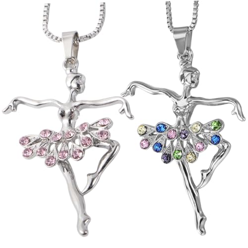 BESPORTBLE 2 Stück Ballerina Halskette mit Funkelnden Strasssteinen Zarte Clavicle Kette für Damen Modischer Schmuck mit Ballett Mädchen Anhänger Elegant und Bruchfest für Vielfältige BESPORTBLE 2 Stück Ballerina Halskette mit Funkelnden Strasssteinen Zarte Clavicle Kette für Damen Modischer Schmuck mit Ballett Mädchen Anhänger Elegant und Bruchfest für Vielfältige von BESPORTBLE