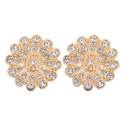 BESPORTBLE 2 Stück Bling-Knopfabdeckungen: Manschettenknöpfe mit Strass-Blumen-Knopfabdeckungen – Elegante Manschettenknöpfe mit Blumen-, DIY-Schmuckzubehör für Hemden und Jacken von BESPORTBLE