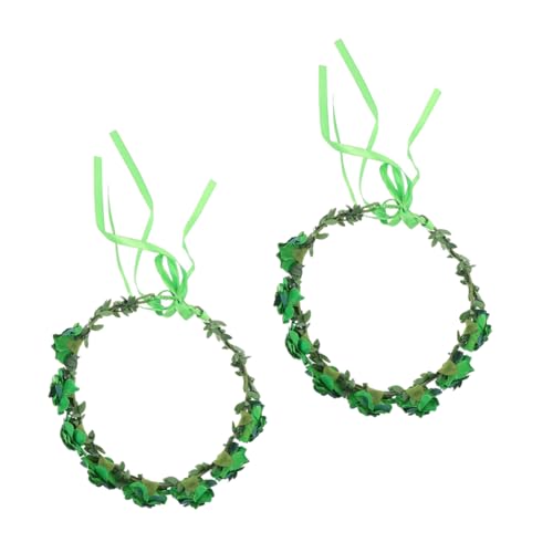 BESPORTBLE 2stücke Grüne Blätterkranz Stirnband Mit Stoffblumen Für Irische Feiern Künstliche Blumengirlanden Für Partys Und Fotoshootings von BESPORTBLE