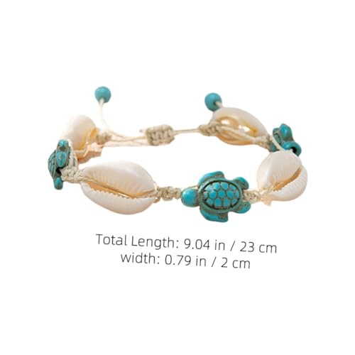 BESPORTBLE 2 Stück Boho Muschelarmband Sommer Strand Fußkettchen mit Schildkrötenmotiv Verstellbar Vielseitig Tragbar als Armband oder Fußschmuck Maritimer Look für Damen von BESPORTBLE