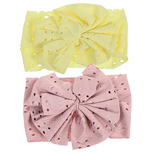 BESPORTBLE 2 Stück Bows Haarbänder für Mädchen Elastische und Atmungsaktive Accessoires für Neugeborene Geeignet für Tägliche Anlässe und Zarten Farben Puderrosa Gelb von BESPORTBLE