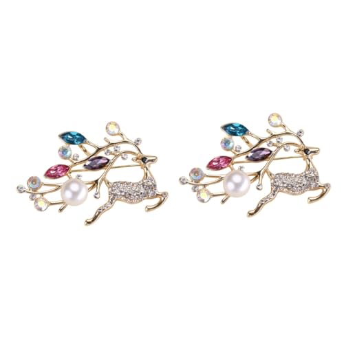 BESPORTBLE 2 Stück Brosche mit Reh Roségold Perlen Dekorative Damenbrosche für Partys Anlässe Täglichen Gebrauch für Frauen von BESPORTBLE