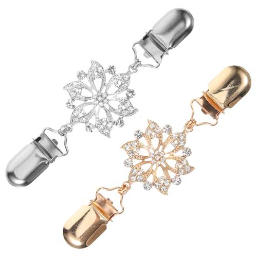 BESPORTBLE 2 Stück Broschen Clips für Frauen Blumendesign mit Strass Schal und Cardigan Verbinder Elegantes Bekleidungszubehör Gold und Silber BESPORTBLE 2 Stück Broschen Clips für Frauen Blumendesign mit Strass Schal und Cardigan Verbinder Elegantes Bekleidungszubehör Gold und Silber von BESPORTBLE