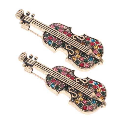 BESPORTBLE 2 Stück Broschen Retro Violin Design mit Funkelnden Strasssteinen Stilvolle Schmucknadeln für Kleidung Strickjacken Schals und Kleider Vielseitiges Instrumenten-accessoire für von BESPORTBLE