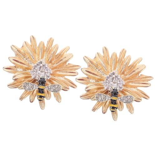 BESPORTBLE 2 Stück Broschen mit Gänseblümchen- und Honigbienenmotiv, Strass-Broschen aus Metall, Anstecknadeln, Sicherheitsnadel für Damenbekleidung, Schals und Anzugzubehör von BESPORTBLE