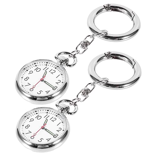 BESPORTBLE 2stück Schlüsselanhänger-taschenuhr Für Krankenschwestern Medizinische Krankenschwesteruhr Langlebige Krankenschwesteruhr Aus Silber Praktische Uhren Im Schlüsselanhänger-Stil Für von BESPORTBLE