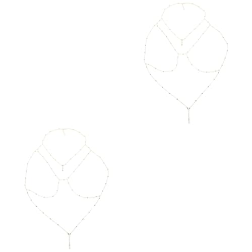 BESPORTBLE 2 Stück Brustkette Der Körperkette Hüftketten Körperketten Frauen Halskette Frauen -strasskettengürtel Weste Körperkette Brustkette Aus Metall Golden Legierung von BESPORTBLE