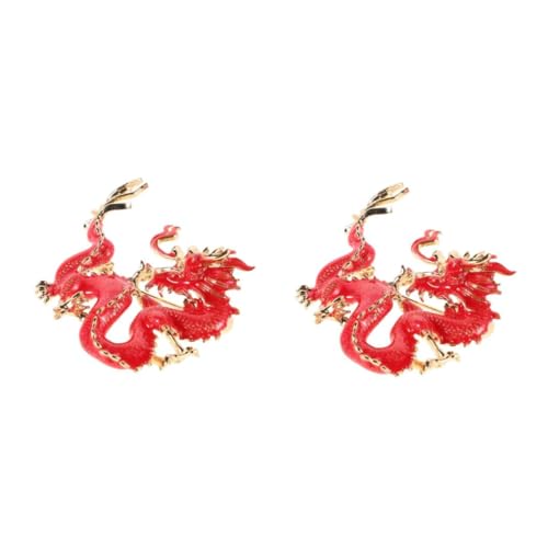 BESPORTBLE 2 Stück Chinesische Drachenbrosche Rot Symbolisch Handarbeit Langlebig Für Damen Herren Anstecknadel Elegant Für Anzug Jacke Accessoire von BESPORTBLE