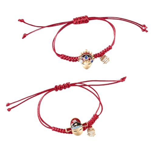 BESPORTBLE 2 Stück Chinesisches Pärchen Armband Teilig Rot Blau Geflochtene Glücksarmbänder mit Verstellbare Rote Schnur für Damen und Herren zu Neujahr und Valentinstag von BESPORTBLE