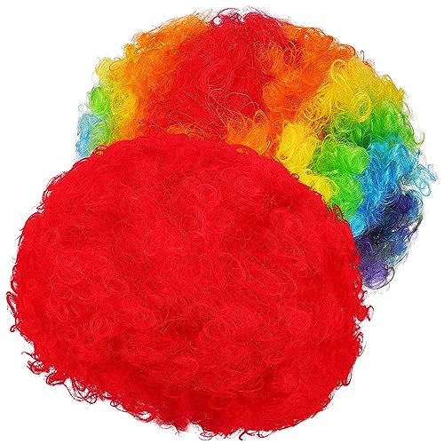 BESPORTBLE 2st Clown Perücke Regenbogenrot Dekorationen Für Geburtstagsfeiern Im Zirkus Perücke in Retro-farbe Clown-perücke Verrückte Umweltfreundliche K-seide Halloween Mann Afrika von BESPORTBLE