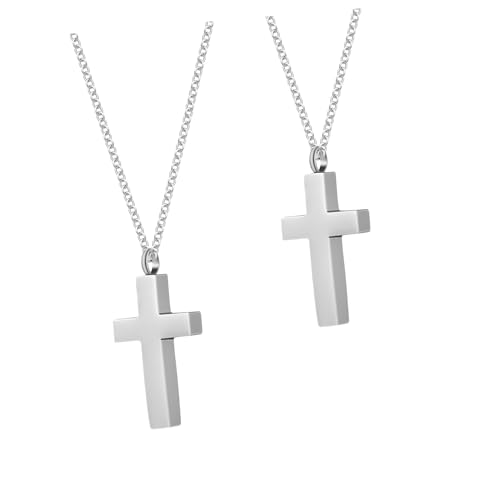 BESPORTBLE 2 Stück Cremation Cross Necklace Edelstahl Gedenk anhänger Asche Urne Anhänger Unisex Leicht Langlebig Klassisches Design Erinnerungsschmuck für Herren Damen von BESPORTBLE