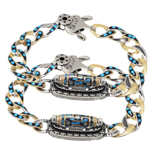 BESPORTBLE 2 Stück DZI -Perlenarmband Handgelenk Dekoration Manschettenarmband Armbänder Männer Türkisfarbenes Armband mit sechs Zeichen frauen schmuck Armbandkette Kupfer BESPORTBLE 2 Stück DZI -Perlenarmband Handgelenk Dekoration Manschettenarmband Armbänder Männer Türkisfarbenes Armband mit sechs Zeichen frauen schmuck Armbandkette Kupfer von BESPORTBLE