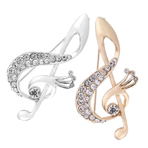 BESPORTBLE 2 Stück Damen Broschen Musiknote mit Funkelnden Strasssteinen Langlebige Legierung Modisches Ansteckpin Schmuckaccessoire für Anzug Kleid Schal und Kleidung von BESPORTBLE