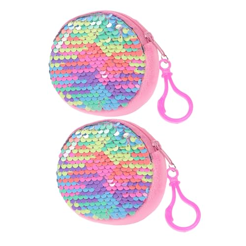 BESPORTBLE 2 Stück Damen Geldbörse Rund Sequin Clutch Große Kapazität Kompakte Geldtasche Farbenfroh für Münzen Kleingeld Tragbar für Ausgehen von BESPORTBLE