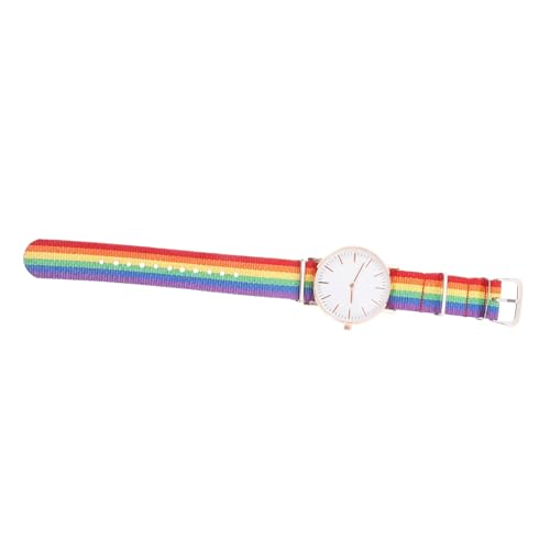BESPORTBLE 2 Stück Delikate Regenbogen Armbanduhr Unisex Quarzuhr Uhr Rosegold Gehäuse Komfortables Silikonband Für Damen Herren Alltag von BESPORTBLE