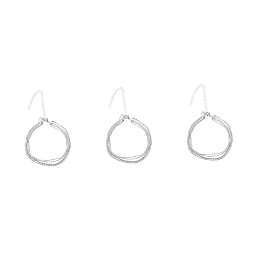 BESPORTBLE 2 Stück Dreireihige Rhinestone Fußkette für Damen Metall Fußkettchen Silber Verstellbar Modisches Accessoire für Partys Besondere Anlässe von BESPORTBLE