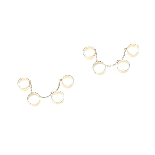 BESPORTBLE 2 Stück Einstellbarer Offener mit Ketten Design für Frauen Punk Finger Schmuck Vielseitig für Partys Veranstaltungen Goldfarbenes Accessoire von BESPORTBLE