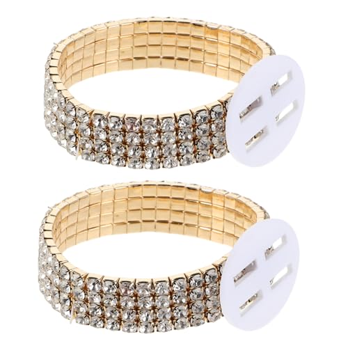 BESPORTBLE 2 Stück Elastische DIY Handgelenks-corsage mit Funkelnden Strasssteinen Dehnbares Armband für Hochzeit Abschlussball Party Brautdusche Vielseitiger Schmuck von BESPORTBLE