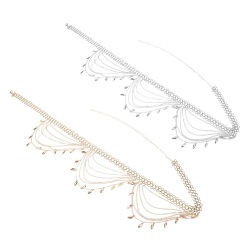 BESPORTBLE 2 Stück Ethno Taillenkette Damen Mehrlagiger Metallgürtel mit Quasten Bauchkette Schmuck für Frauen Vielseitiger Hüftgürtel für Sommer Strand Kleider und Jeans von BESPORTBLE