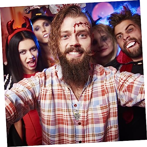 BESPORTBLE 2 Stück Evil Mask Anhänger Halskette Punk Halloween Schmuck für Damen Herren Langlebige Stilvoller Karneval und Party Schmuck Auffällige Hörner Gold und Silber von BESPORTBLE